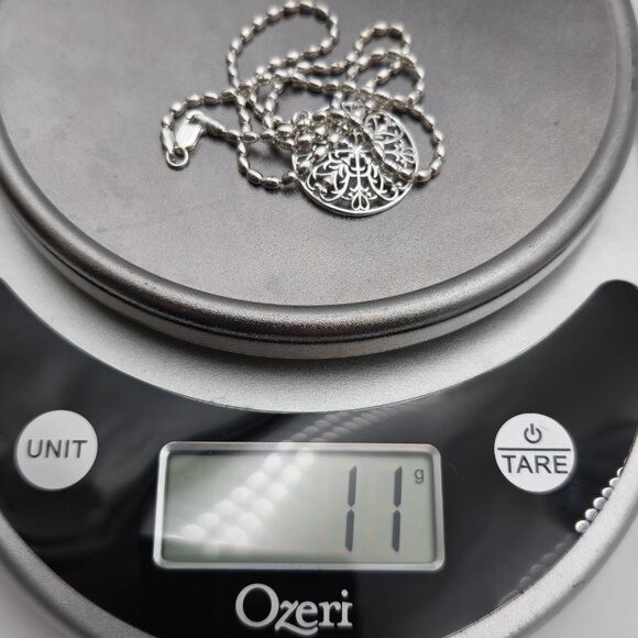 18 Inch Sterling Silver Filigree Style Pendant Chain Necklace A1804 - Picture 7 of 7